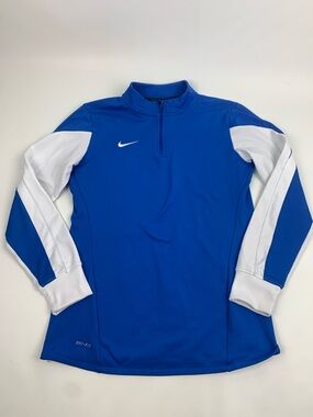 Nike Royal Blue & White Quarter-Zip Athletic Top  Medium Long Sleeve pullover